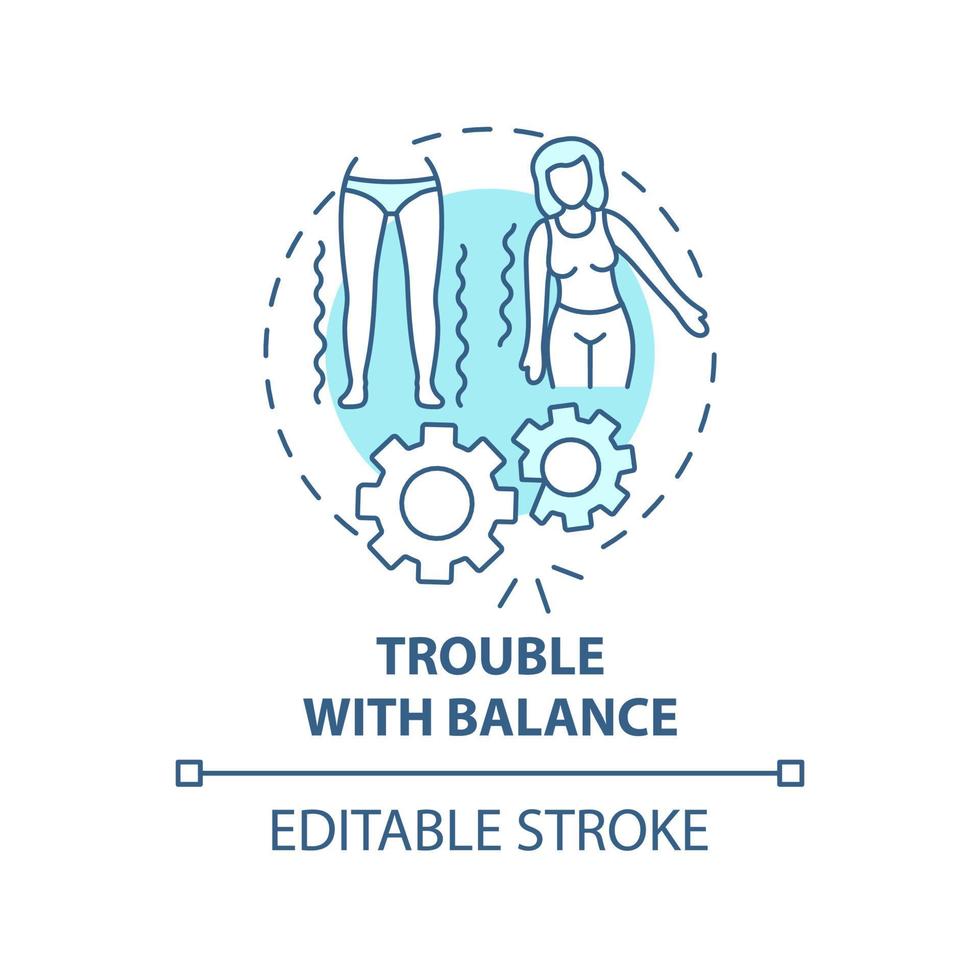 Trouble with balance concept icon. Hypertension symptom abstract idea thin line illustration. Poor control. Vestibular problems. Feel dizziness. Vector isolated outline color drawing. Editable stroke