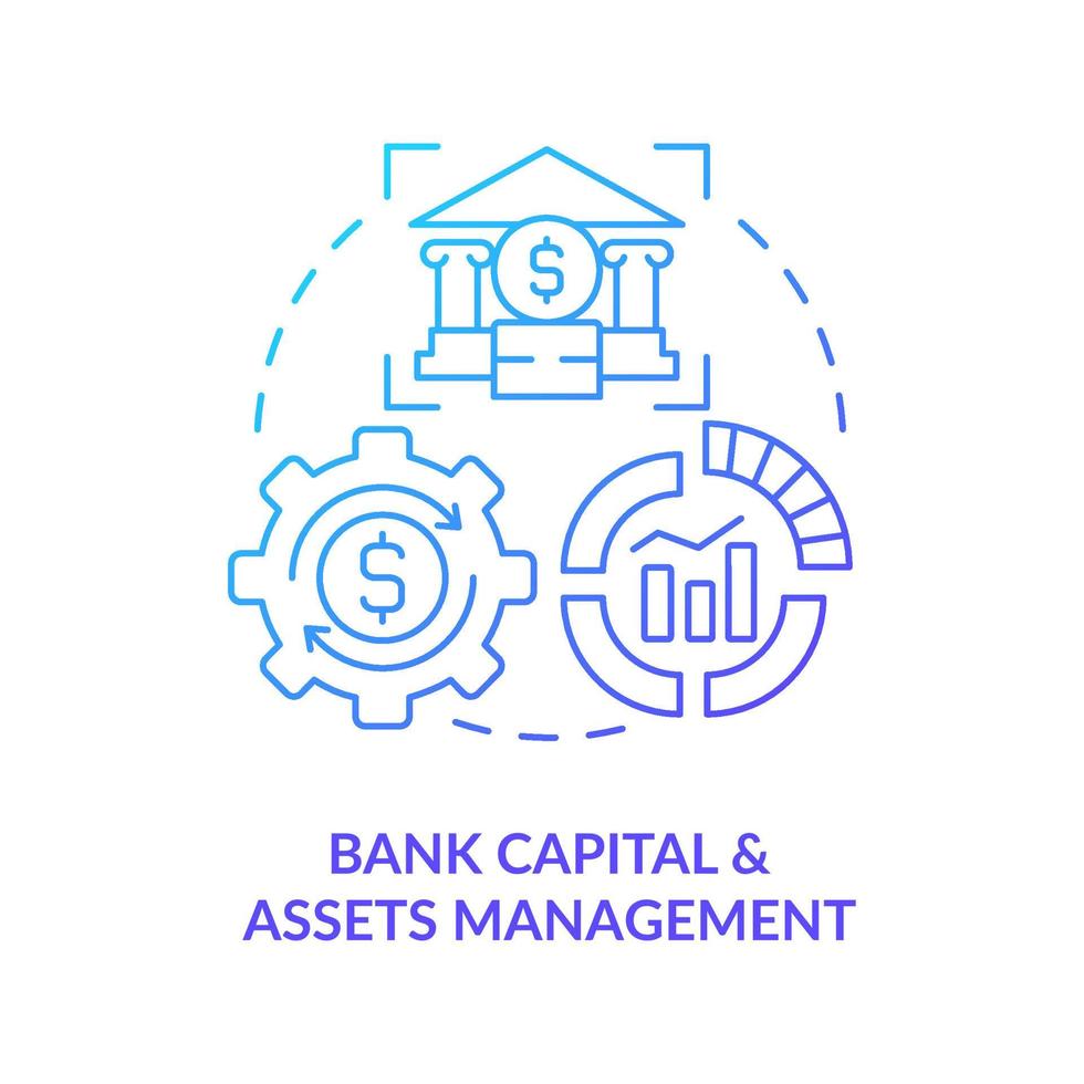 icono de concepto de regulación de activos y capital bancario. proceso de medicion de capital. sistema de gestión financiera idea abstracta ilustración de línea delgada. dibujo de color de contorno aislado vectorial vector