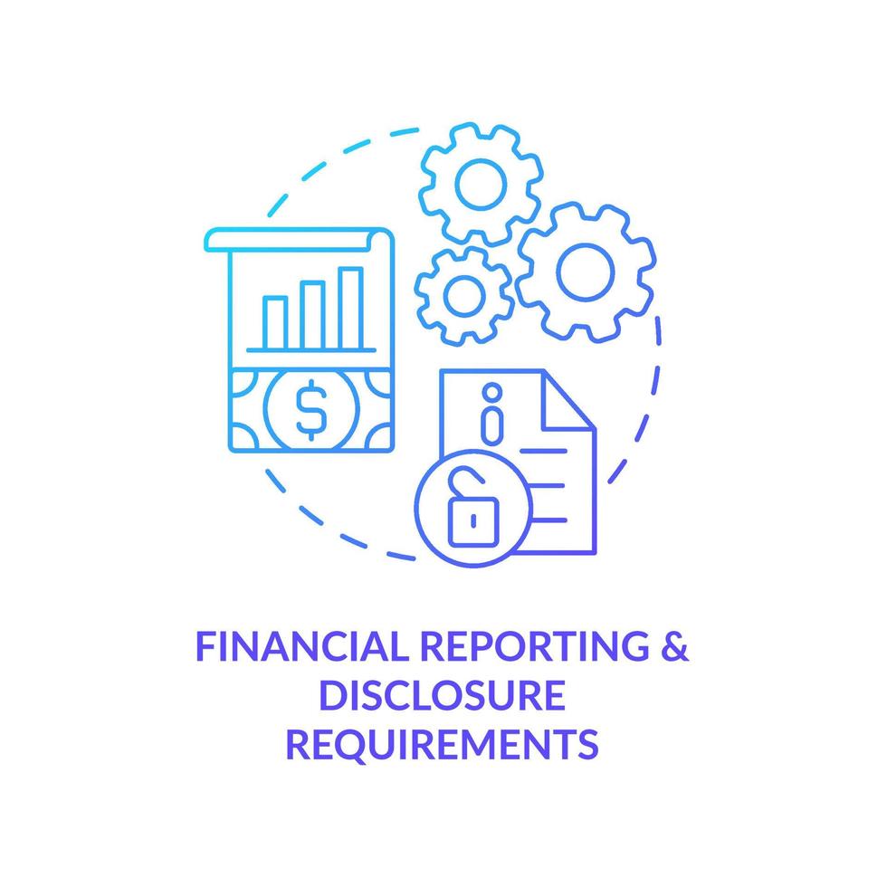 Financial reporting procedure concept icon. Disclosure requirements. Standart accounting practice. Banking system abstract idea thin line illustration. Vector isolated outline color drawing