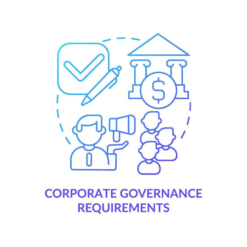 Principles of corporate governance concept icon. Corporate requirements. Company directing or controlling process abstract idea thin line illustration. Vector isolated outline color drawing