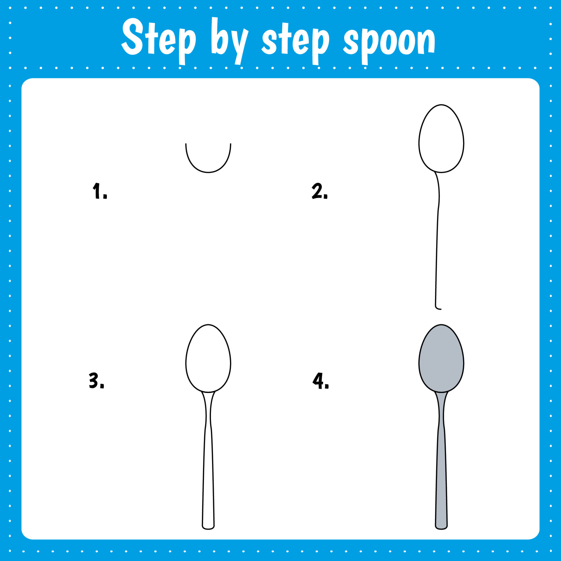 Step by step drawing spoon 6563711 Vector Art at Vecteezy