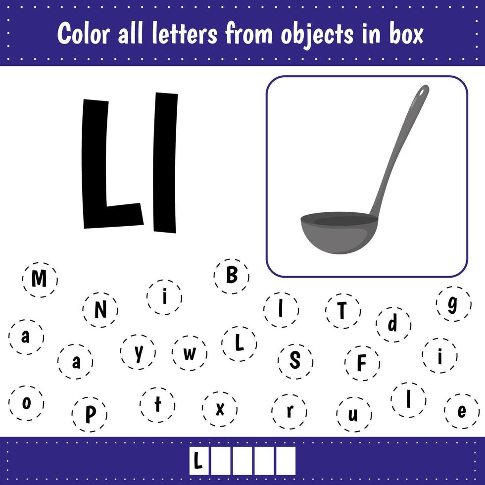 Color letters. L for ladle vector