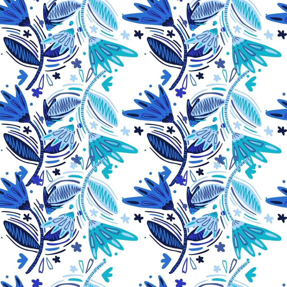Seamless pattern with flowers and leaves. vector