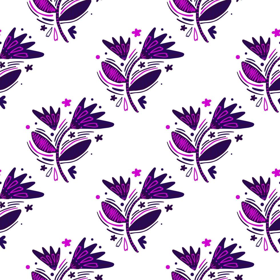 Seamless pattern with flowers and leaves. vector