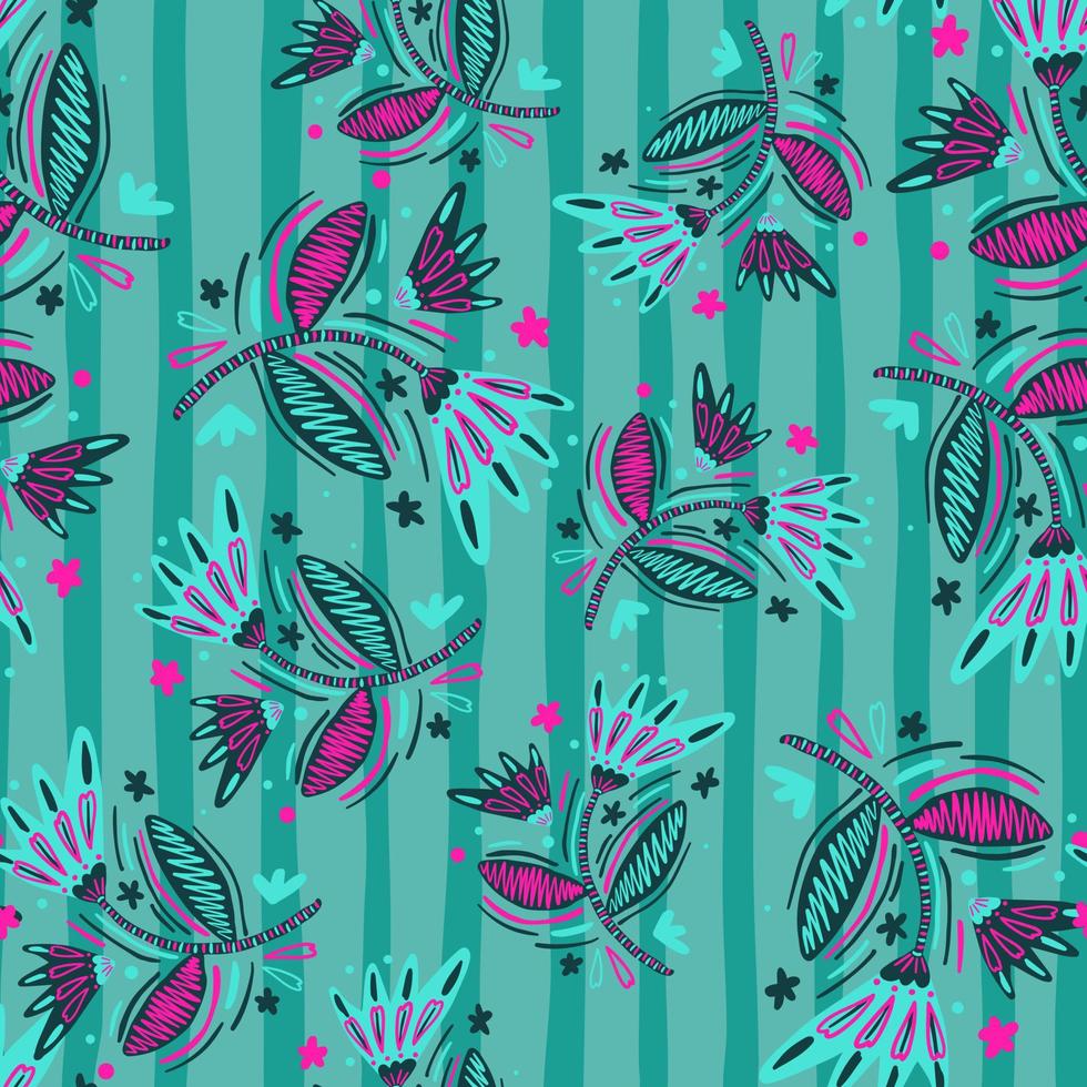 Seamless pattern with flowers and leaves. vector