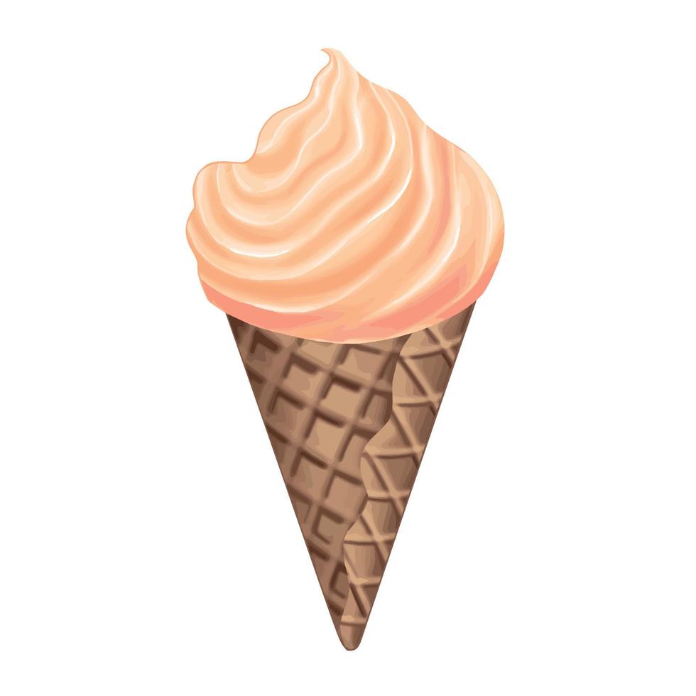 cono de helado con crema rosa vector