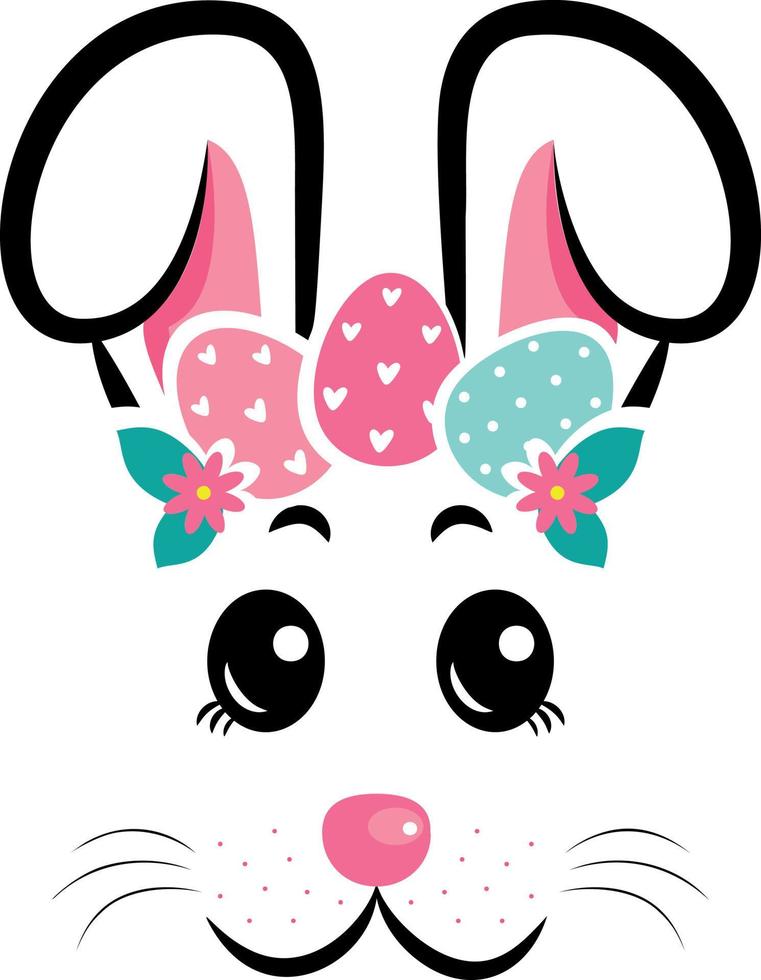 The face of the Easter bunny with a wreath of eggs vector