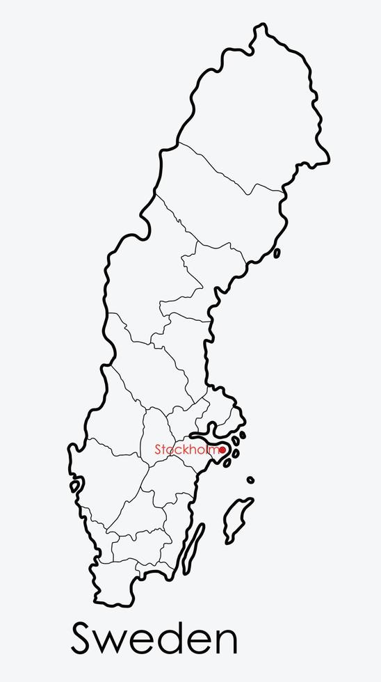 Suecia mapa dibujo a mano alzada sobre fondo blanco. vector