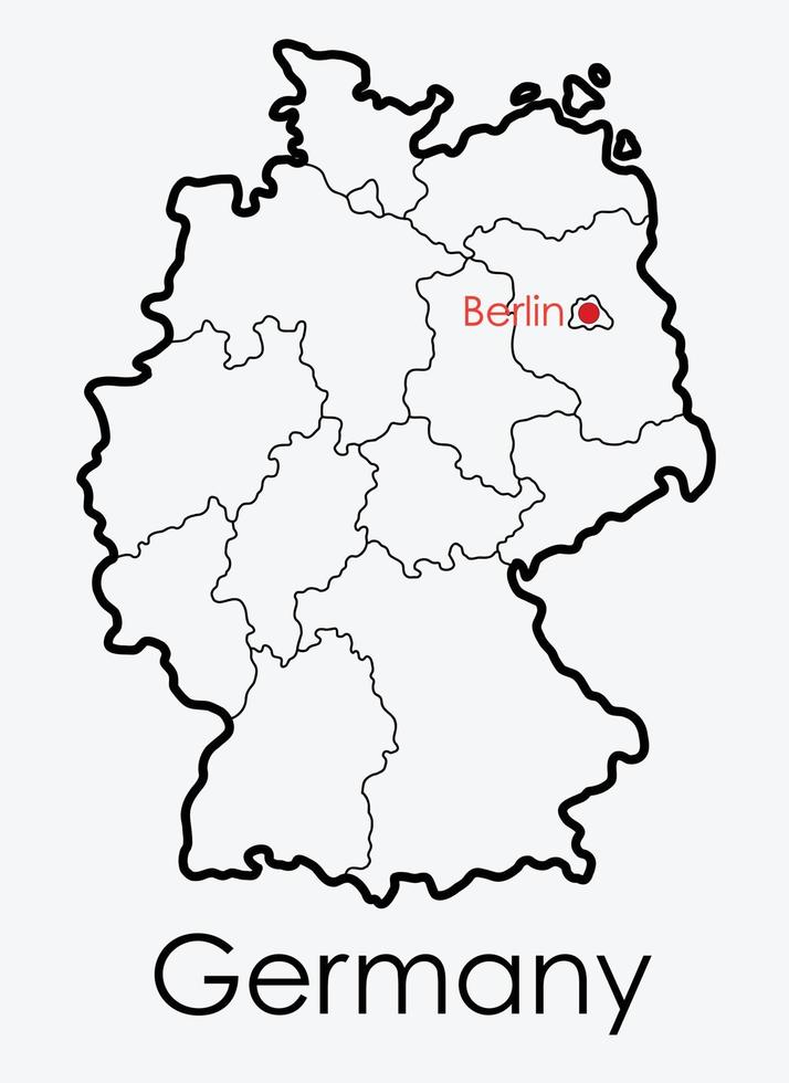 Alemania mapa dibujo a mano alzada sobre fondo blanco. vector