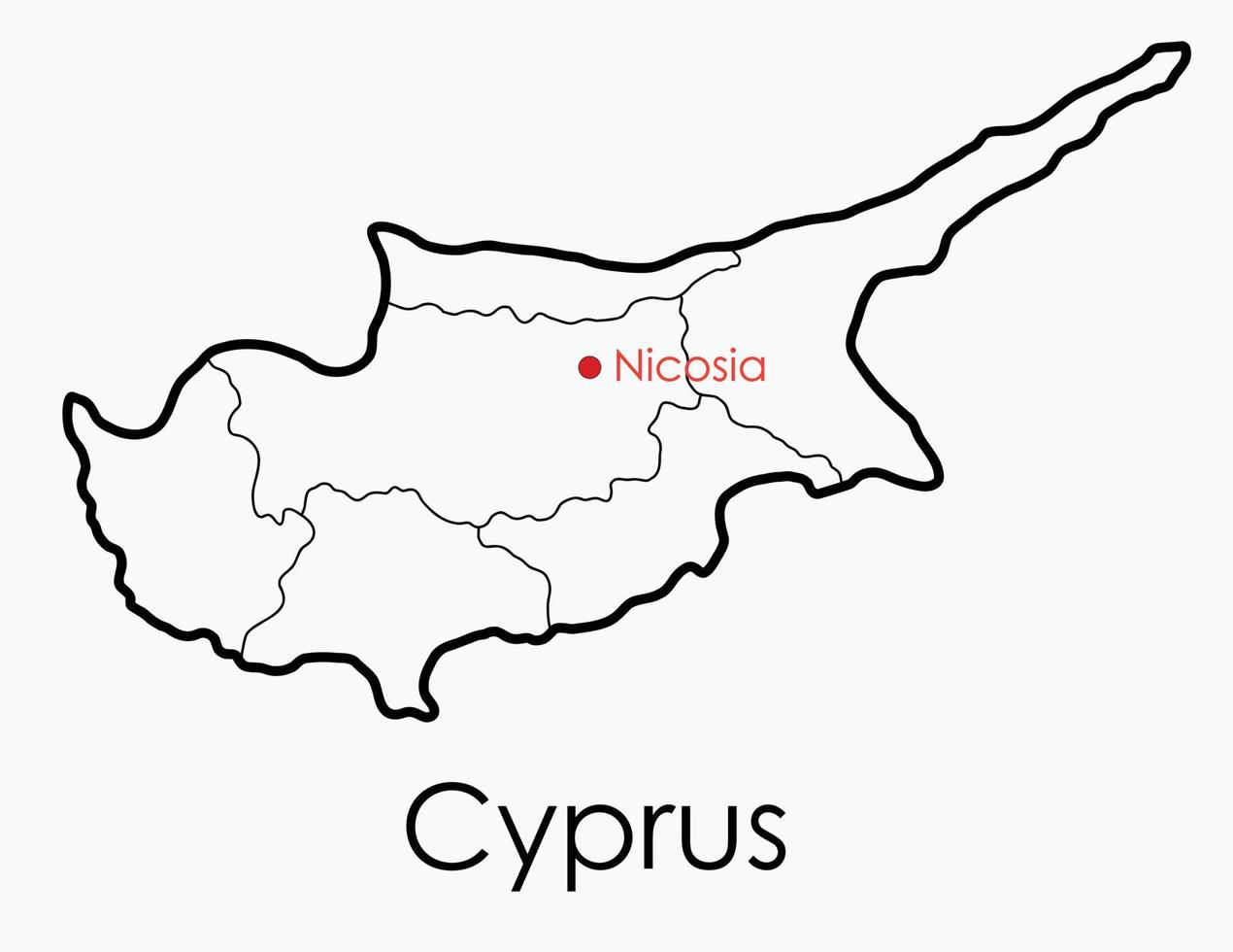 Cyprus map freehand drawing on white background. vector