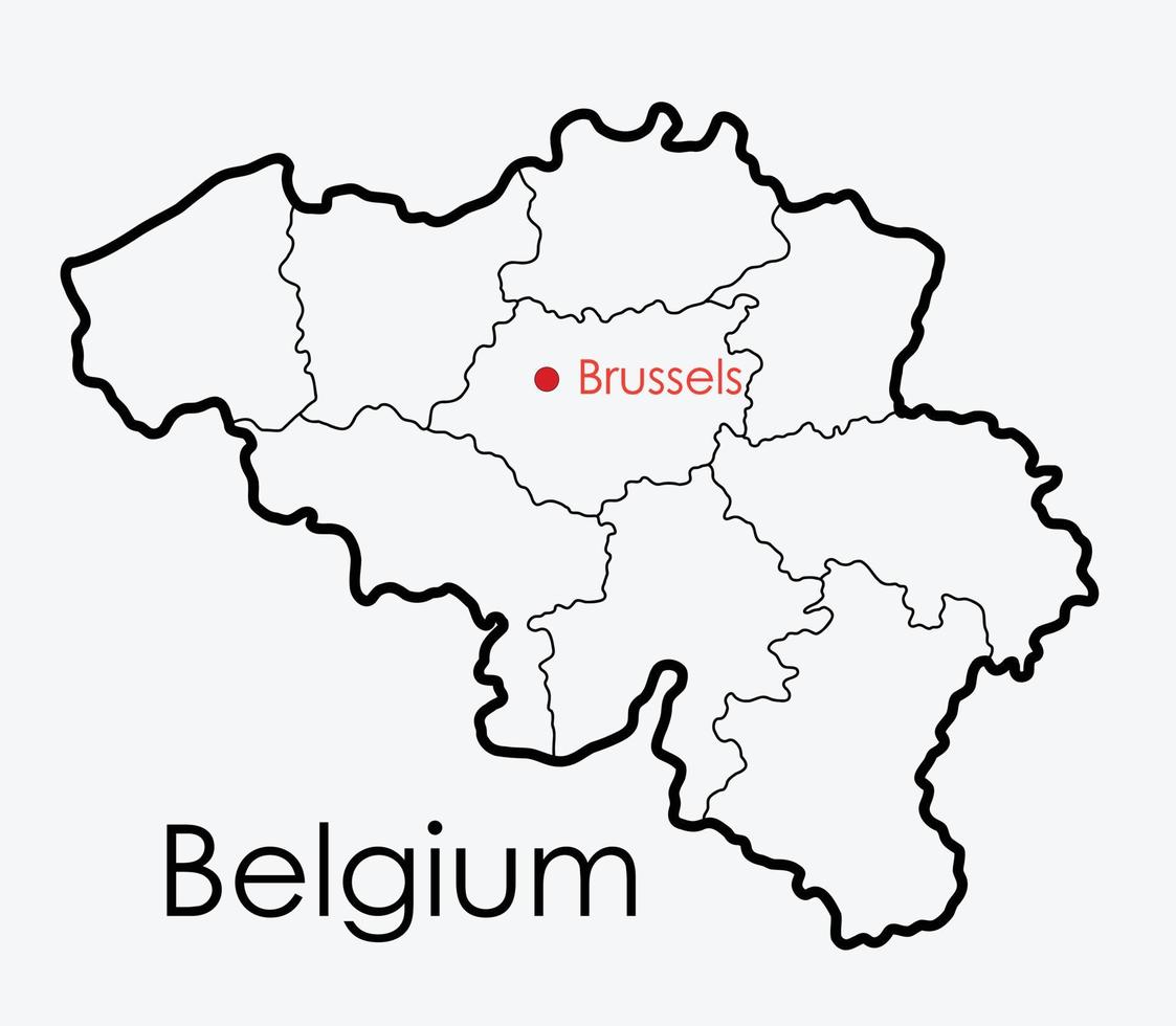 Belgium map freehand drawing on white background. vector