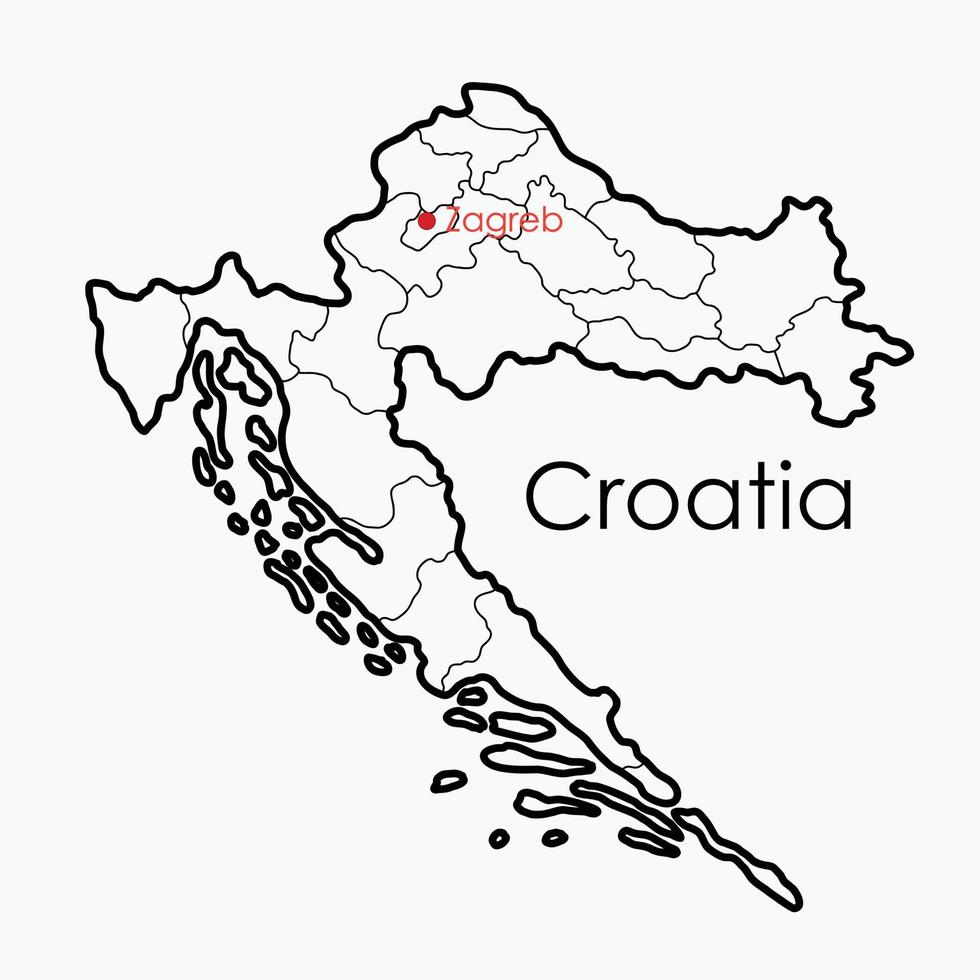 croacia mapa dibujo a mano alzada sobre fondo blanco. vector