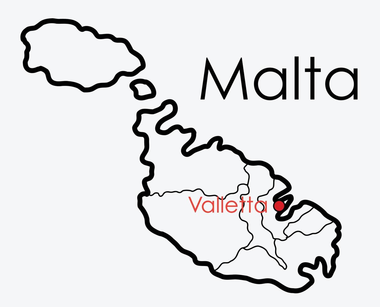 malta mapa dibujo a mano alzada sobre fondo blanco. vector