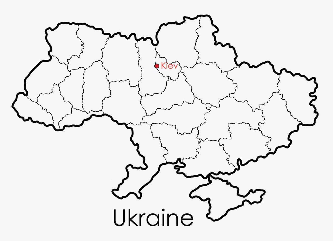 Ukraine map freehand drawing on white background. vector