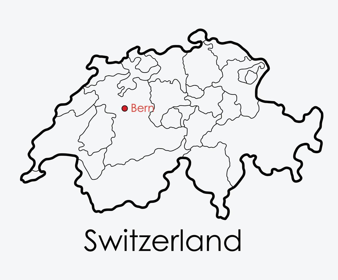 Switzerland map freehand drawing on white background. vector