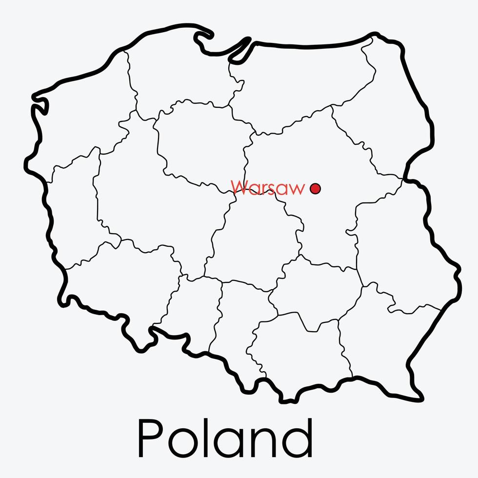 Poland map freehand drawing on white background. vector