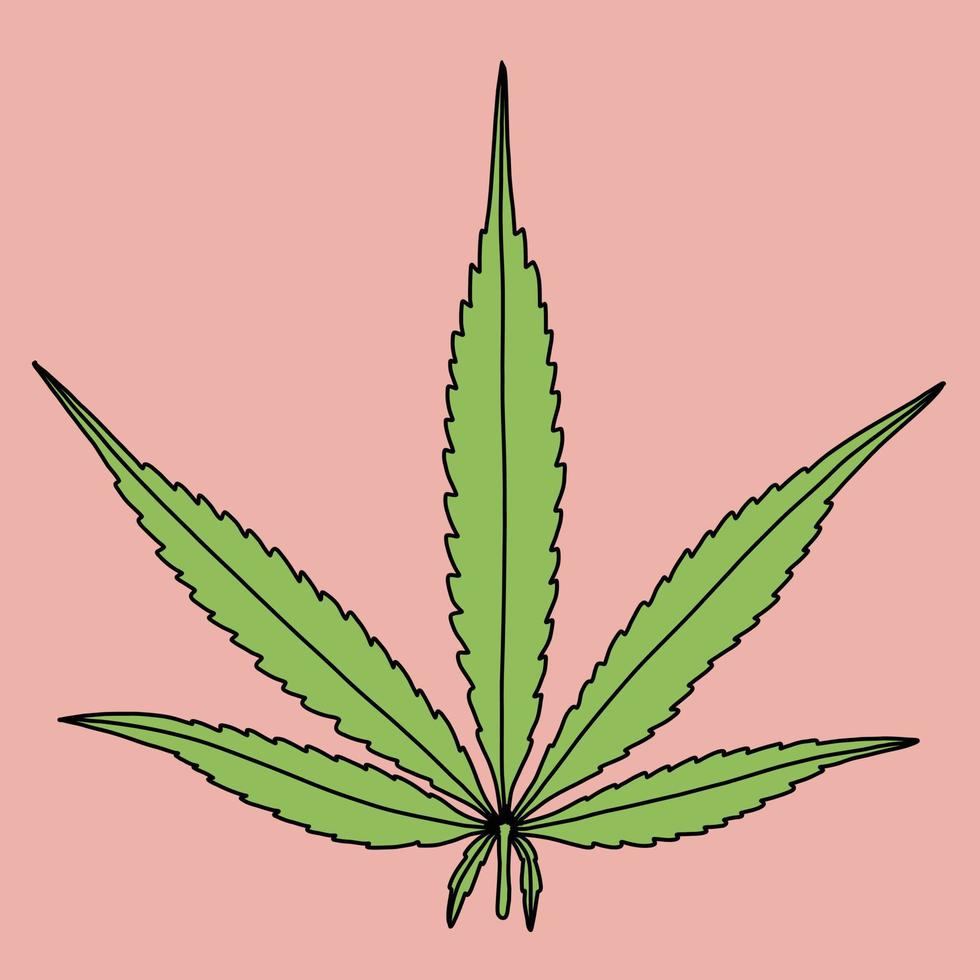 simplicidad hoja de cannabis dibujo a mano alzada diseño plano. vector