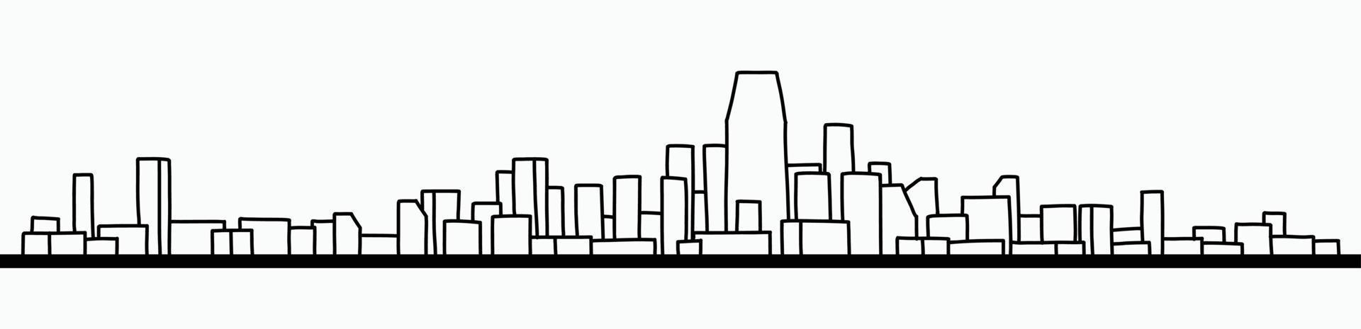 modern cityscape skyline outline doodle drawing on white background. vector