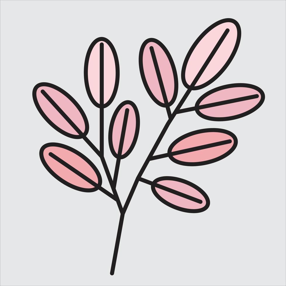 diseño plano de dibujo de hoja floral simple. vector