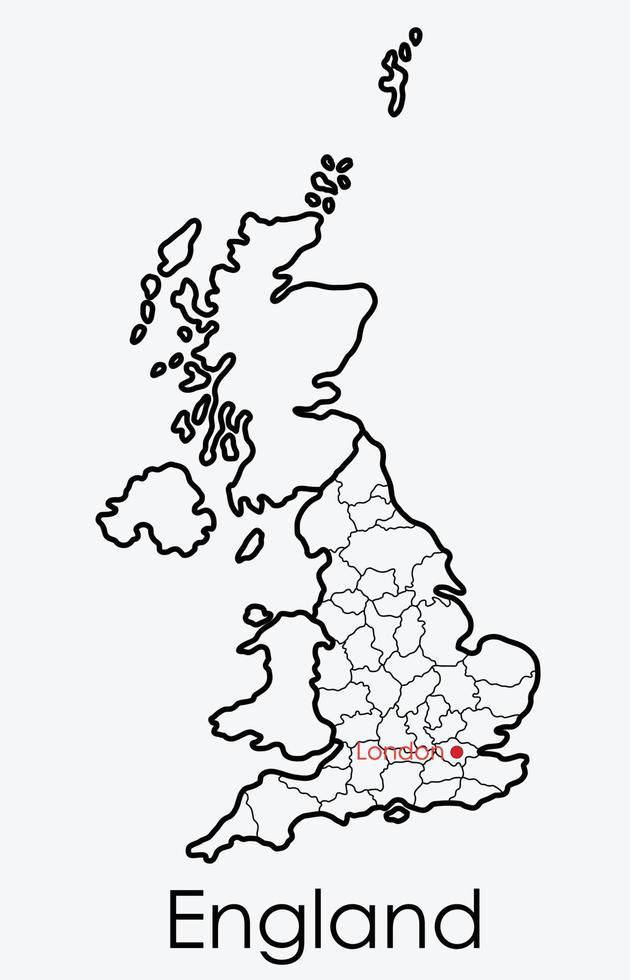 England map freehand drawing on white background. vector