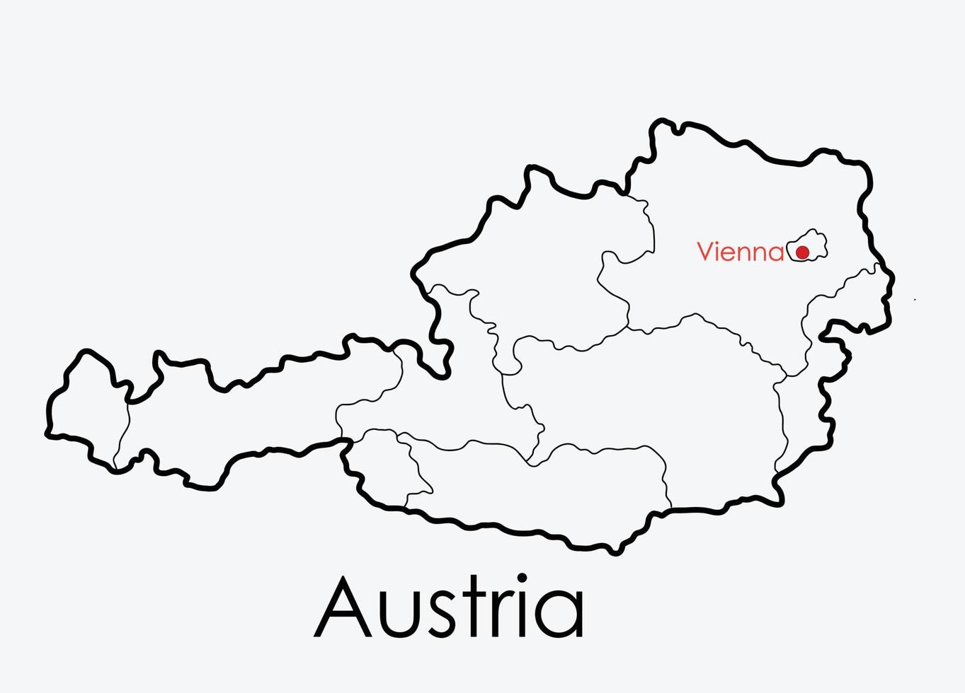 Austria map freehand drawing on white background. vector