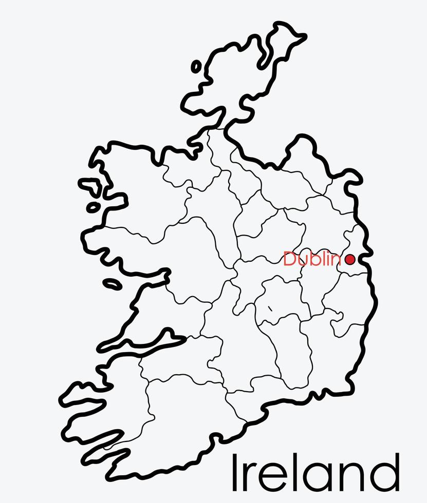 Ireland map freehand drawing on white background. vector