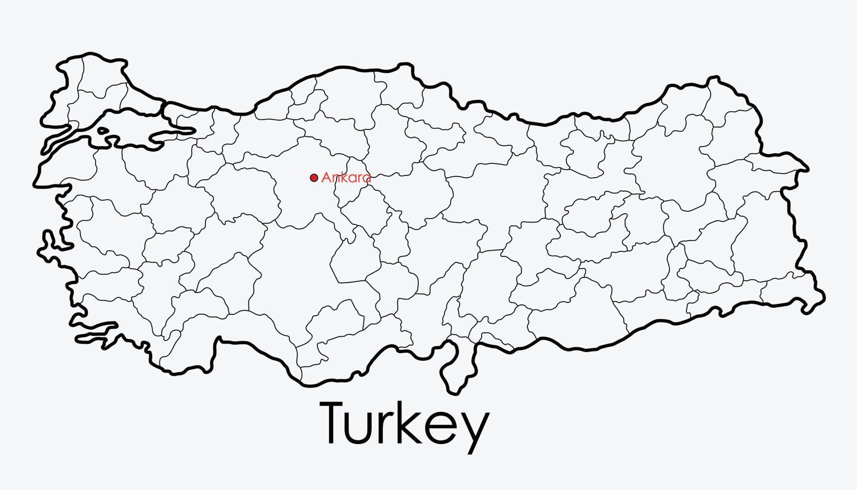Turkey map freehand drawing on white background. vector