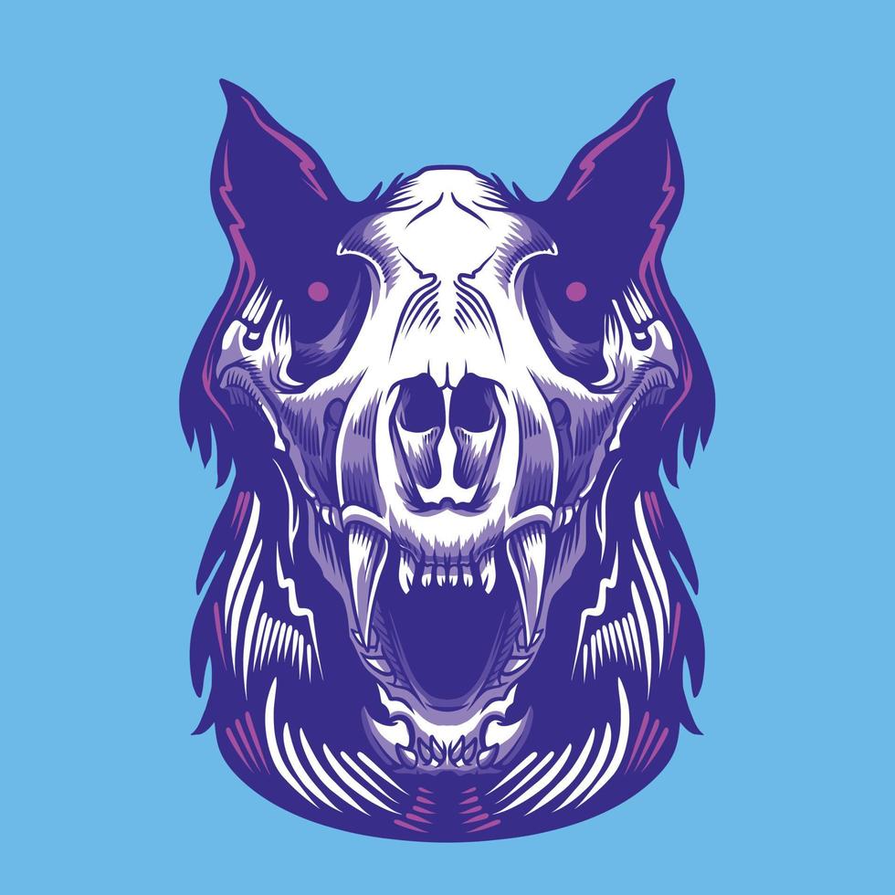 Angry wolf bone head logo vector