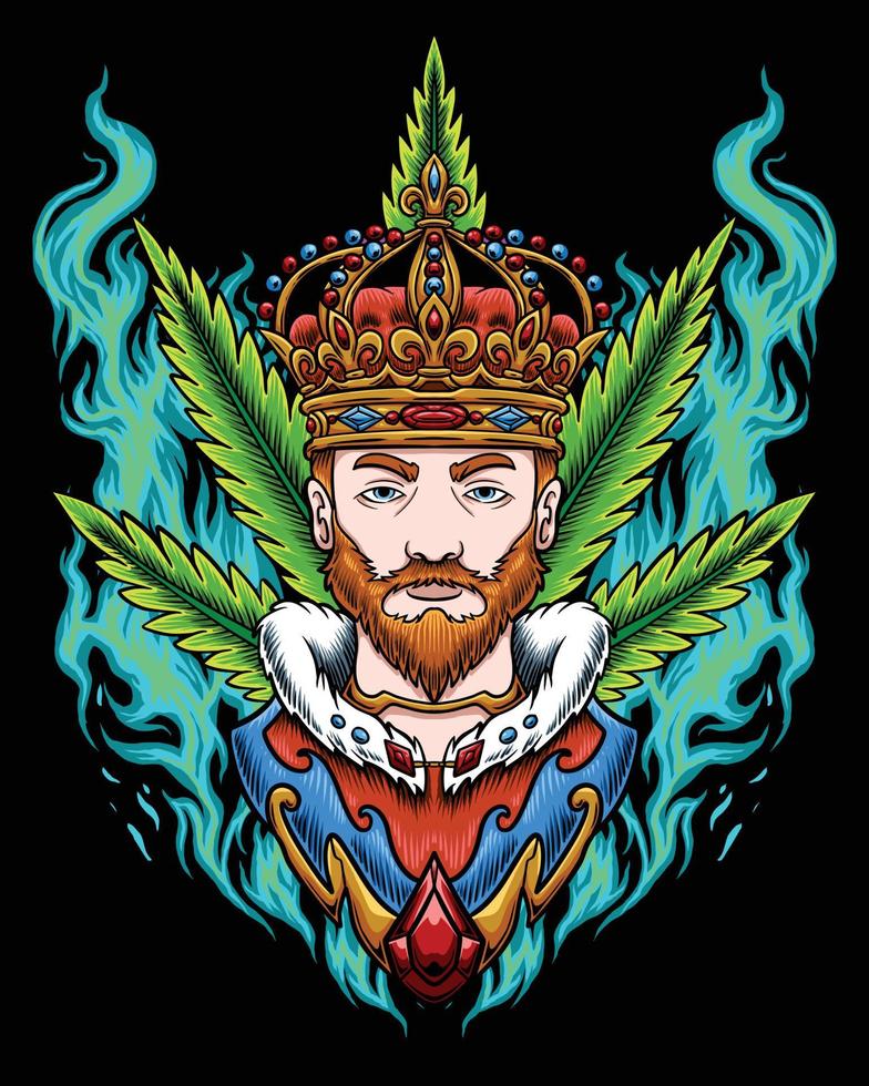 Cannabis king logo character design vector