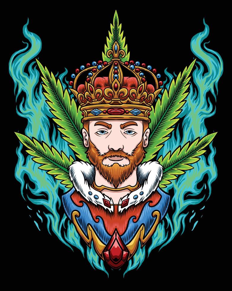 Cannabis king logo character design vector