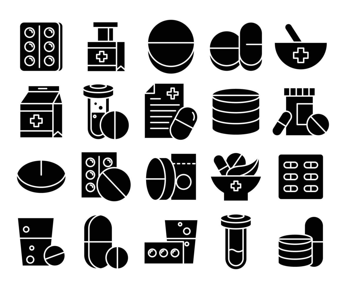 conjunto de iconos de medicina y farmacia vector