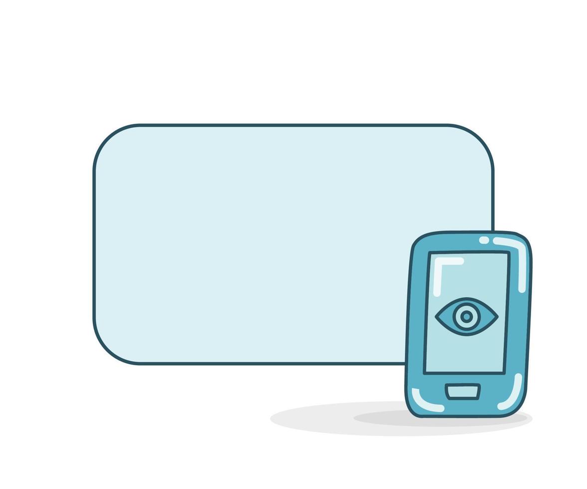 eye scan smartphone with memo board vector illustration