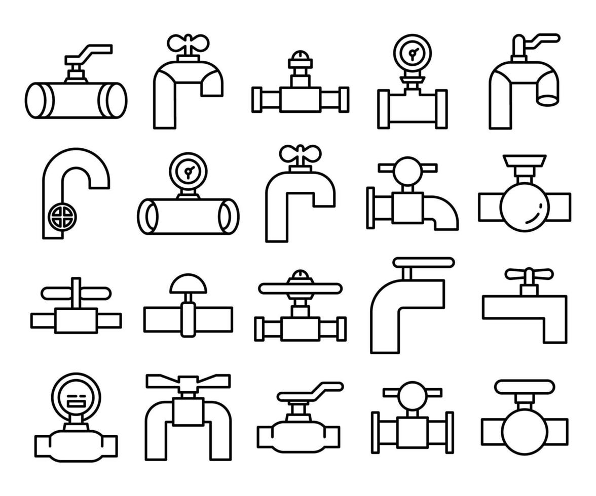 valve and faucet line icons vector