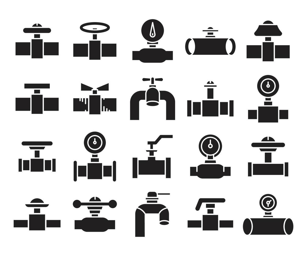 iconos de grifo y calibre de tubería vector