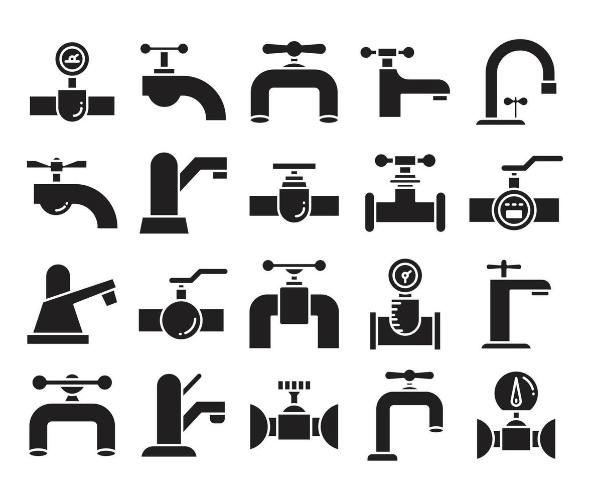 valve and gauge icons set vector