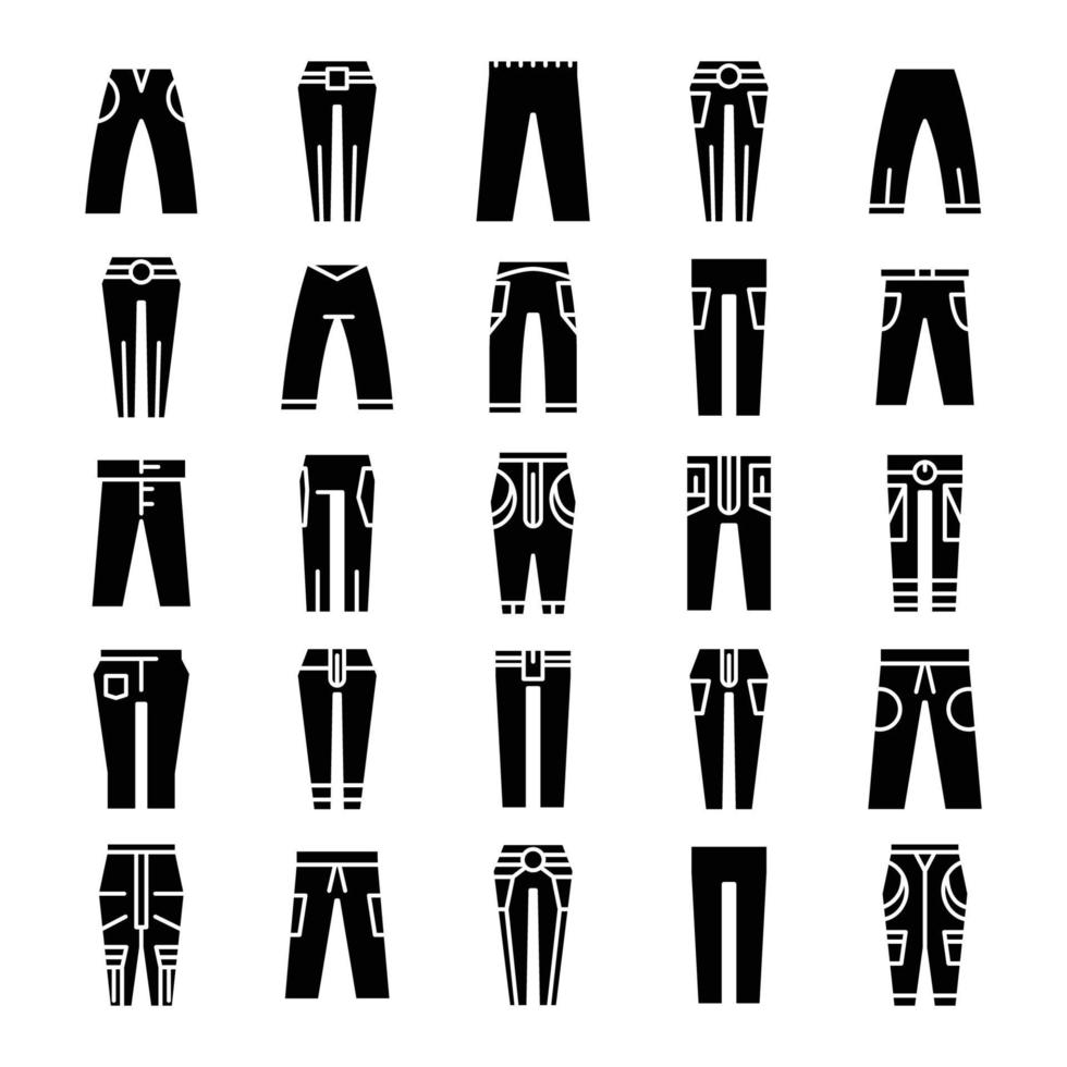 fashion trousers icons set vector