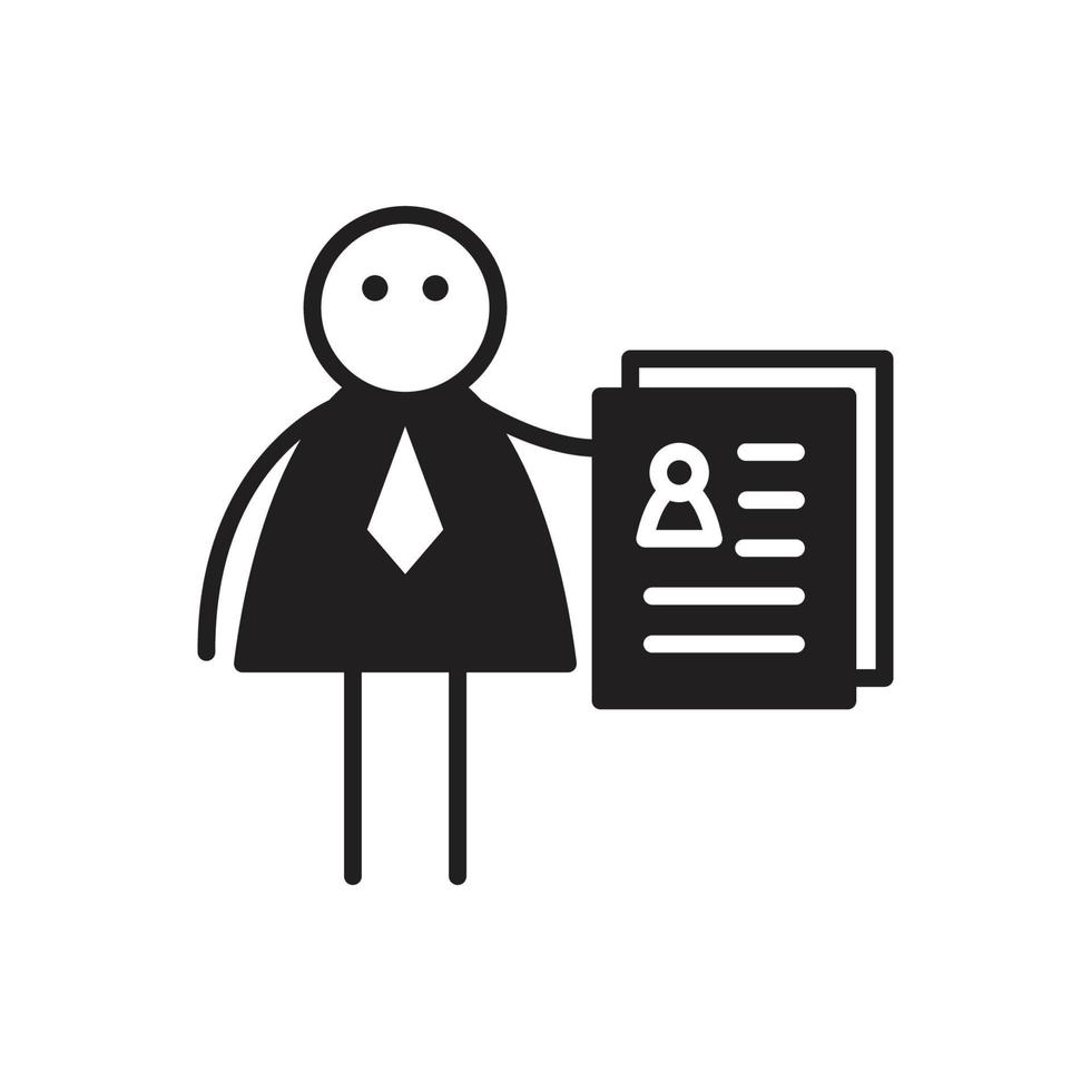 businessman stick figure holding resume illustration vector