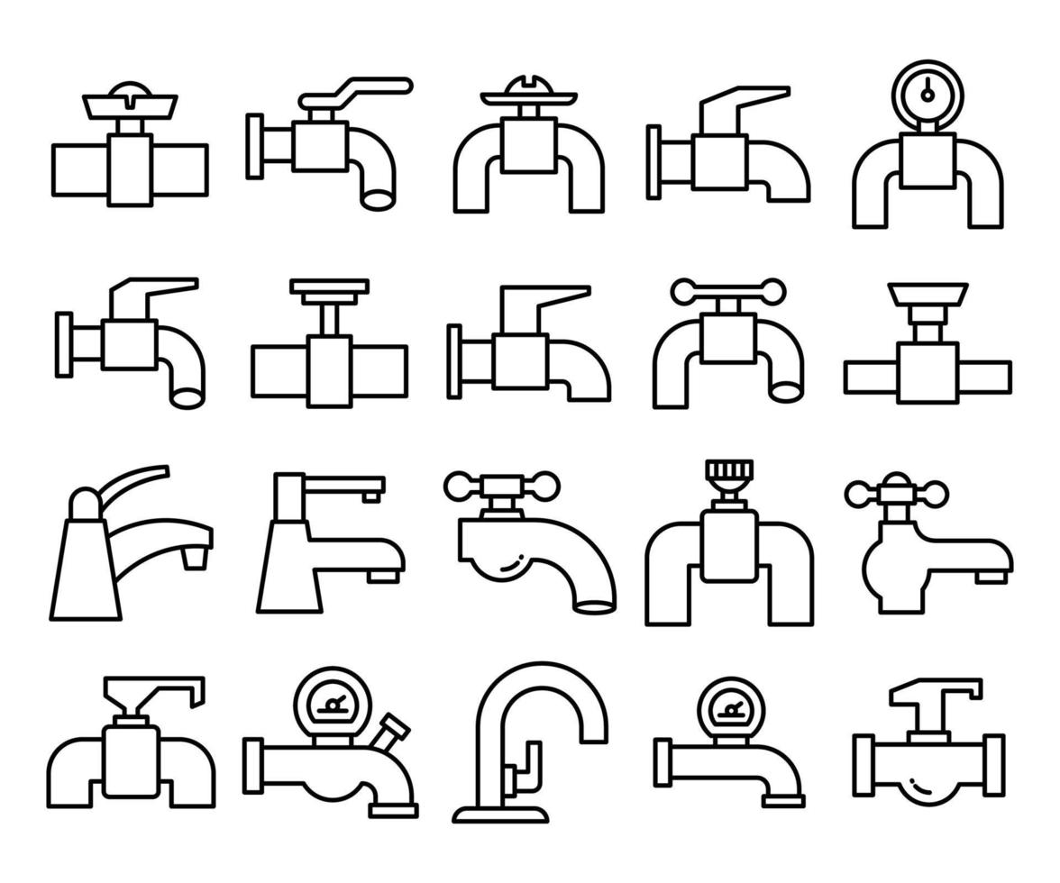 faucet icons line art vector