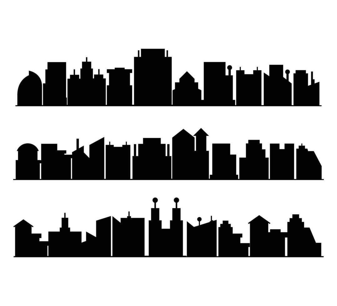 silhouette cityscape and tower set illustration vector