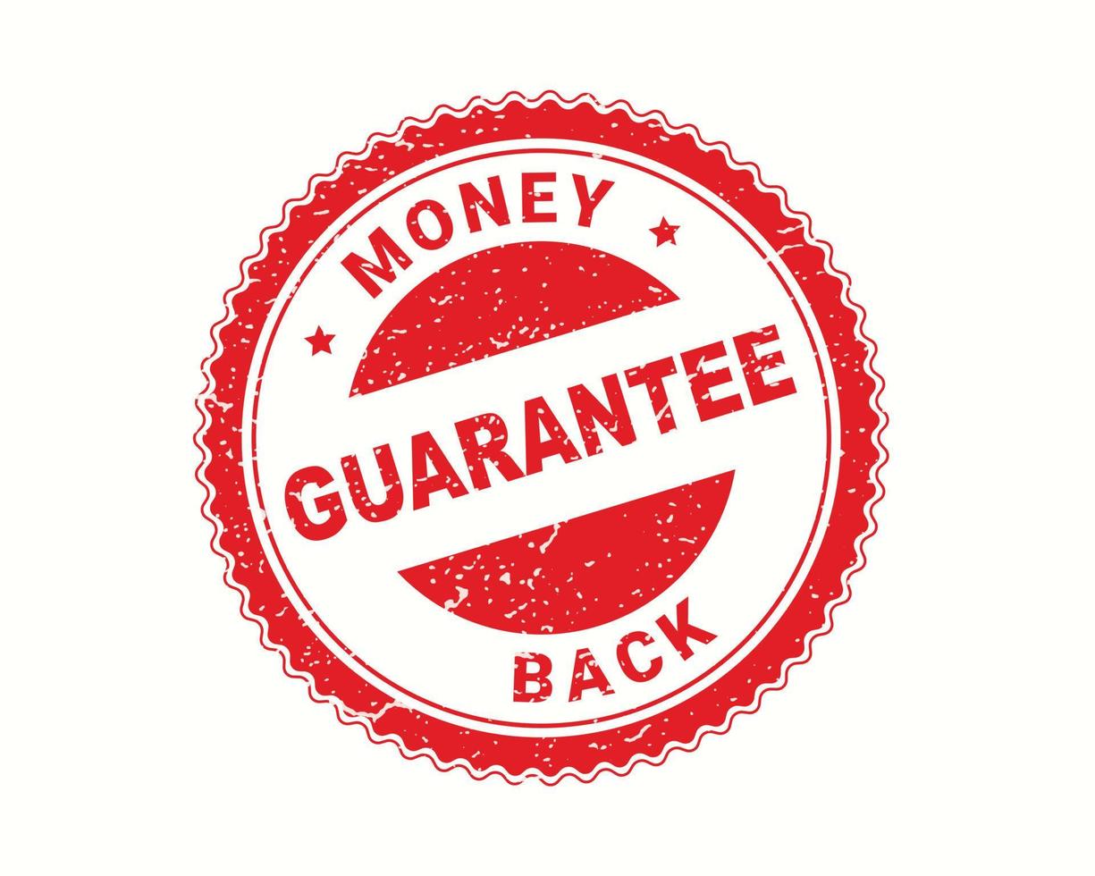 Money back guarantee  stamp in rubber style, red round grunge money back guarantee sign, rubber stamp on white, vector illustration