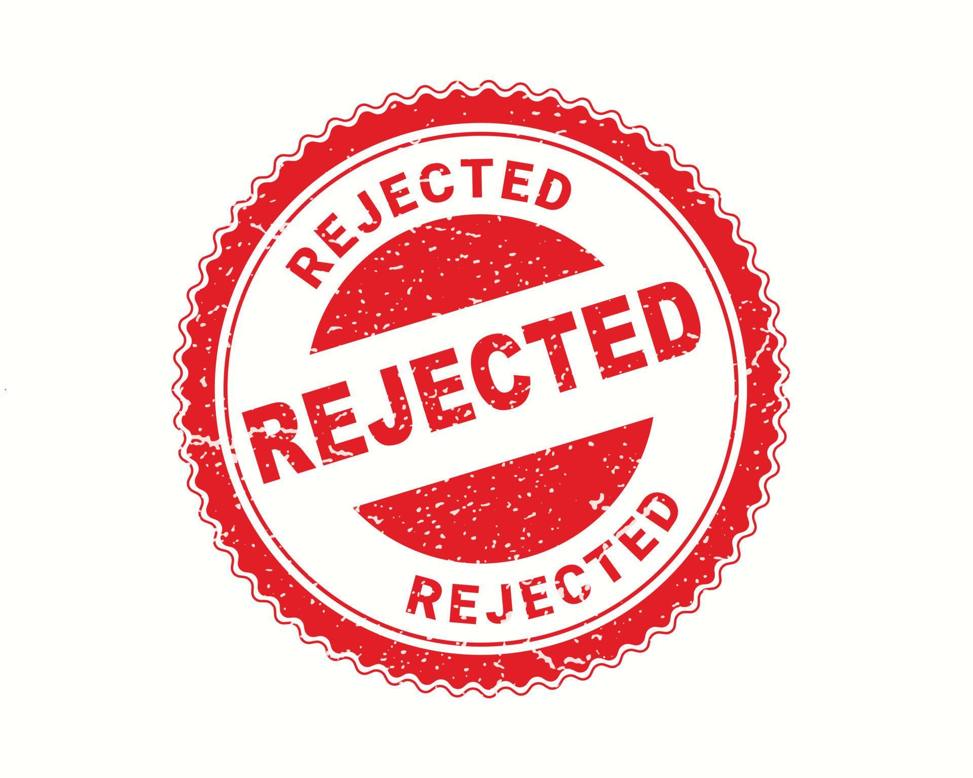Rejected stamp in rubber style, red round grunge rejected sign, rubber