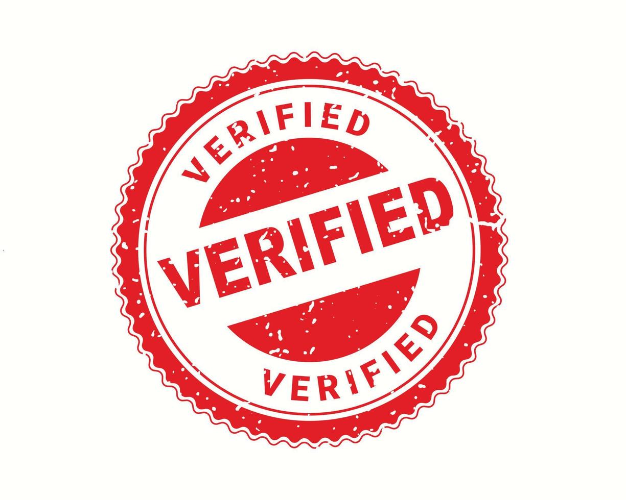 Verified stamp rubber style, red round grunge approved sign, rubber stamp on white, vector illustration