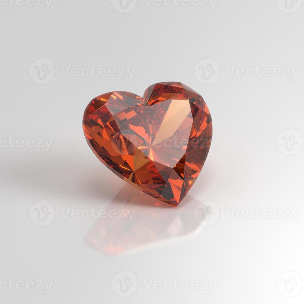 citrine gemstone heart 3D render photo