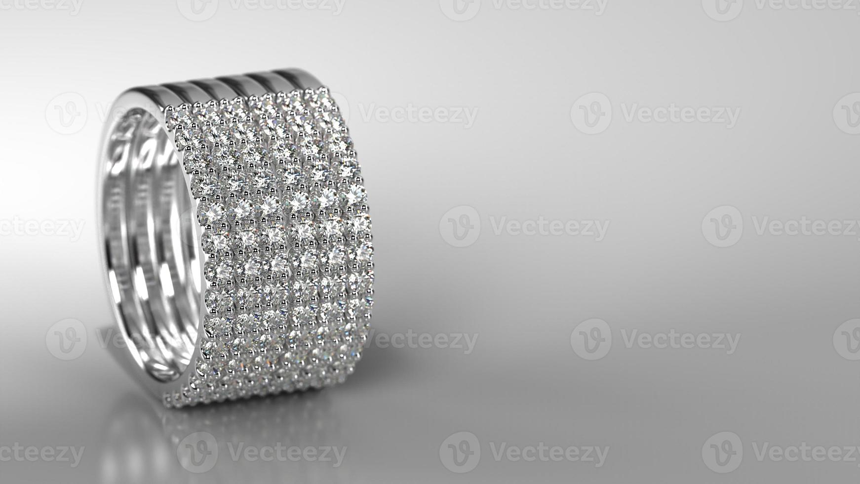 stacked wedding bands in white gold and diamond standing 3d render photo