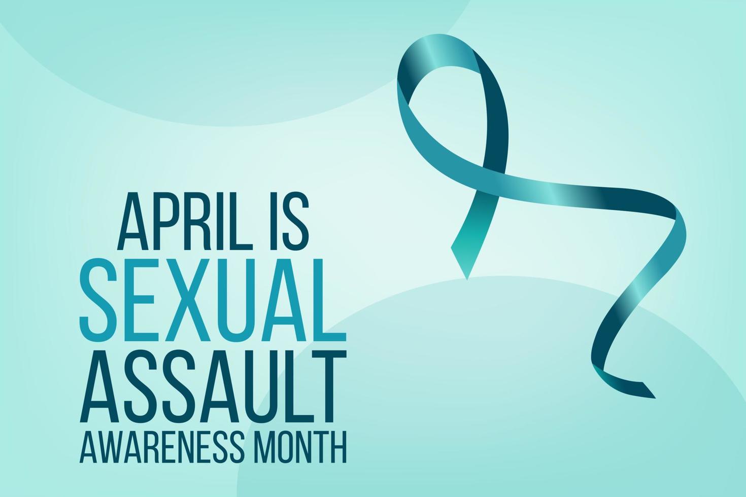 Sexual assault awareness month concept. Banner template with teal ribbon. Vector illustration.