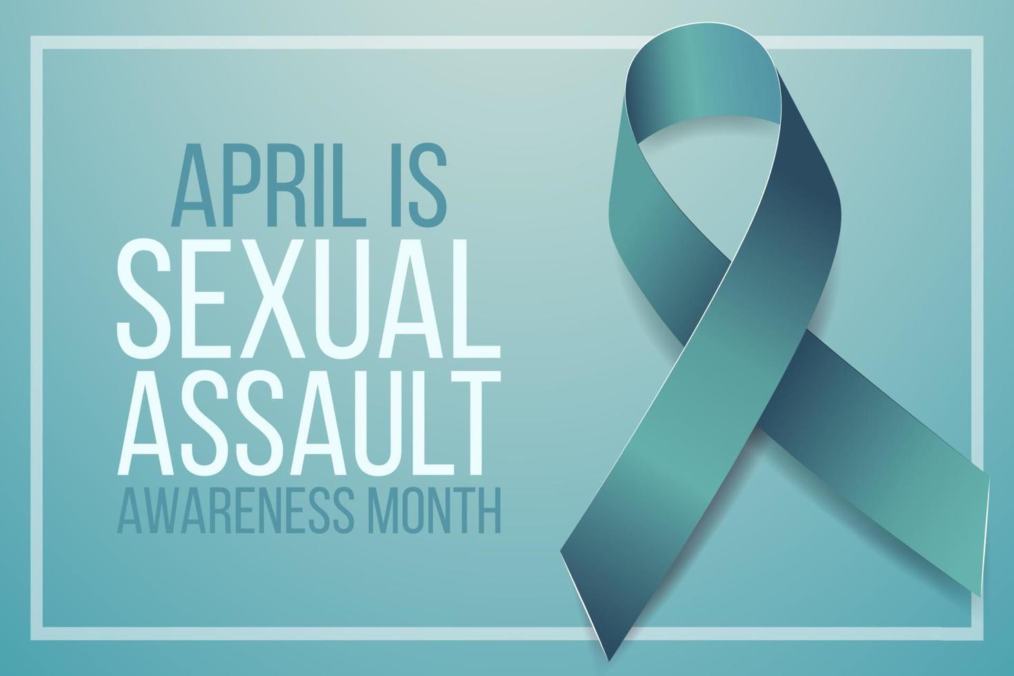 Sexual assault awareness month concept. Banner template with teal ribbon. Vector illustration.