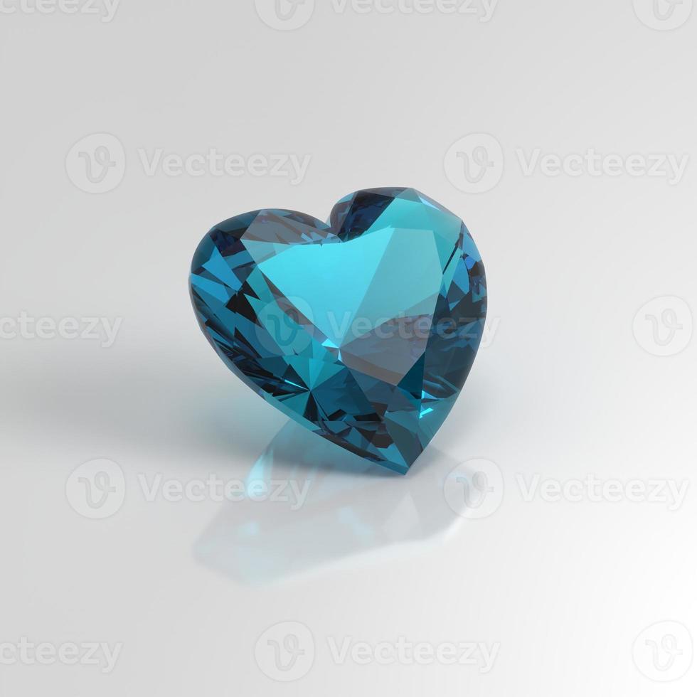 aquamarine gemstone heart 3D render photo