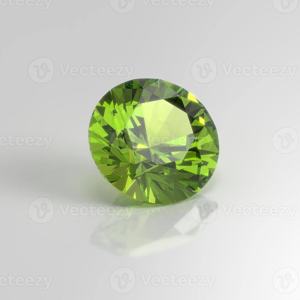 peridoto piedra preciosa ronda 3d render foto