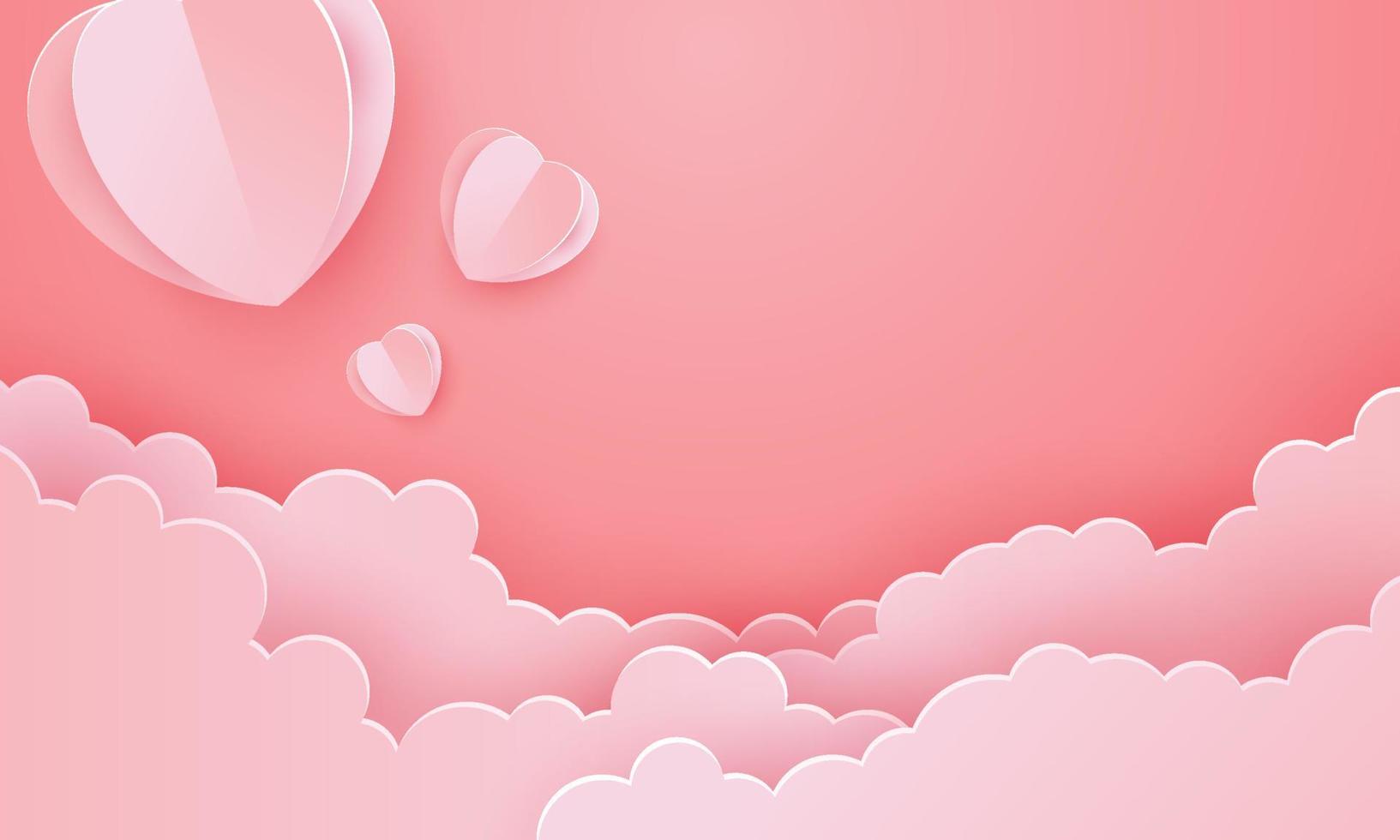 Love paper cut style pink background. Suitable for romantic event needs. vector