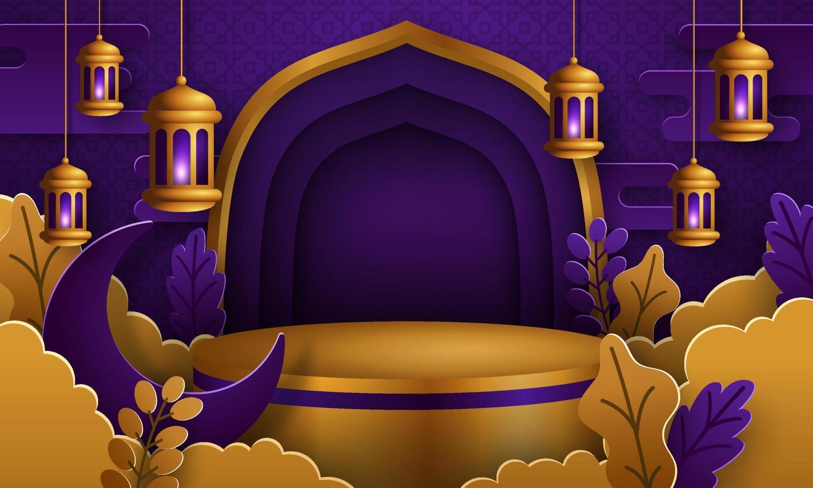 3D podium product themed ramadan karem vector. Flyer or poster with ramadan theme suitable for promotion product. vector